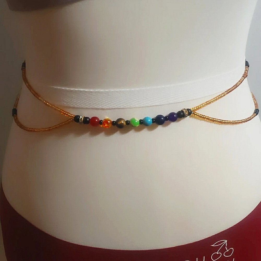 7 Chakra gemstone bouble waist beads